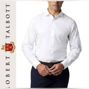 Robert Talbott NWT Button Down Herringbone French Cuff Dress Shirt White 16-33